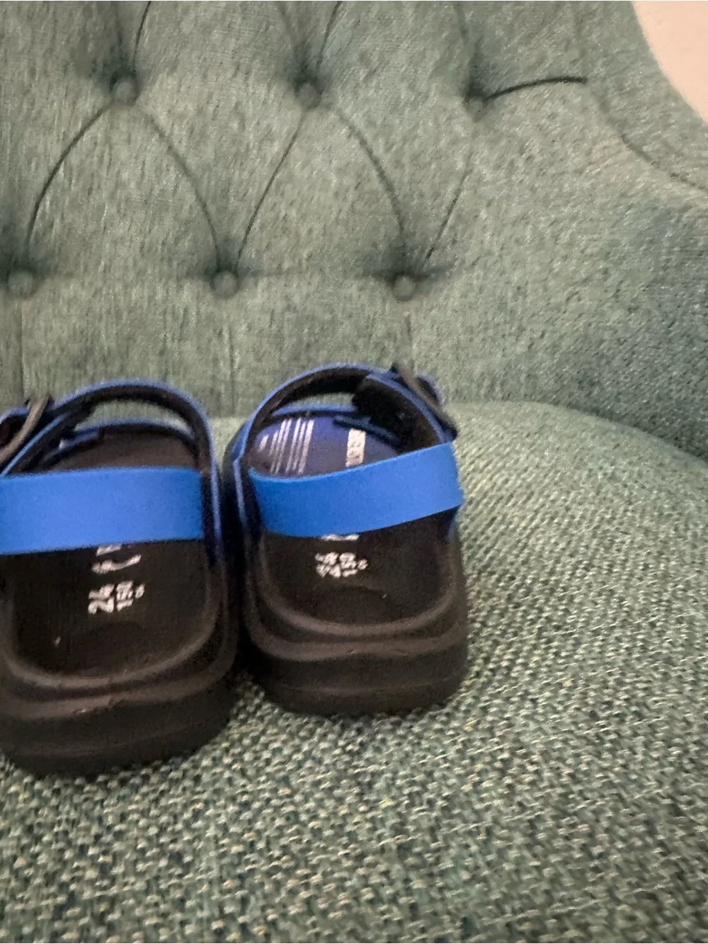 Birkenstock Ultrablue-Black-Strap Sandals with Black Buckle